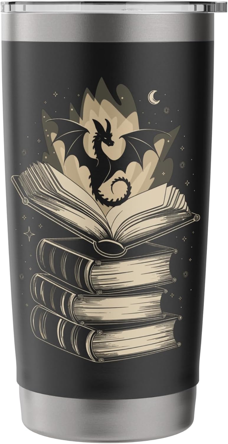 Fantasy Dragon & Books - Magical Reader Stainless Steel Insulated Tumbler