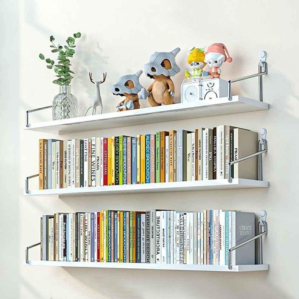 Dixiao 3Pack Wall Mounted Floating Shelves, White Shelves for Bedroom Modern Home Decor Wall Shelf (White, 30 * 15 * 1.5cm)