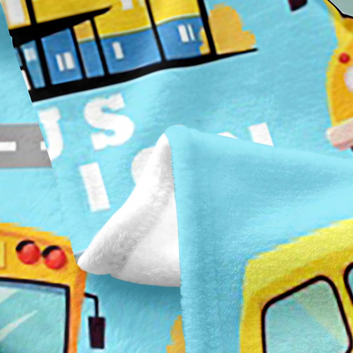 Feelyou School Bus Pattern Plush Throw Blanket, Baby 30"x40" Kids Construction Vehicles Flannel Fleece Blanket for Boys Teens Cartoon Car All Season,Bed Blanket Construction Site Cars Room Decor