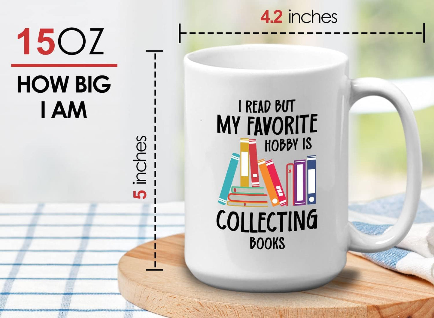 Bubble Hugs Book Lover Coffee Mug 15oz White - Favorite Hobby Collecting Books - Reading Book Collector Reader Stack of Books Lover Bookish Novelist Librarian Writer