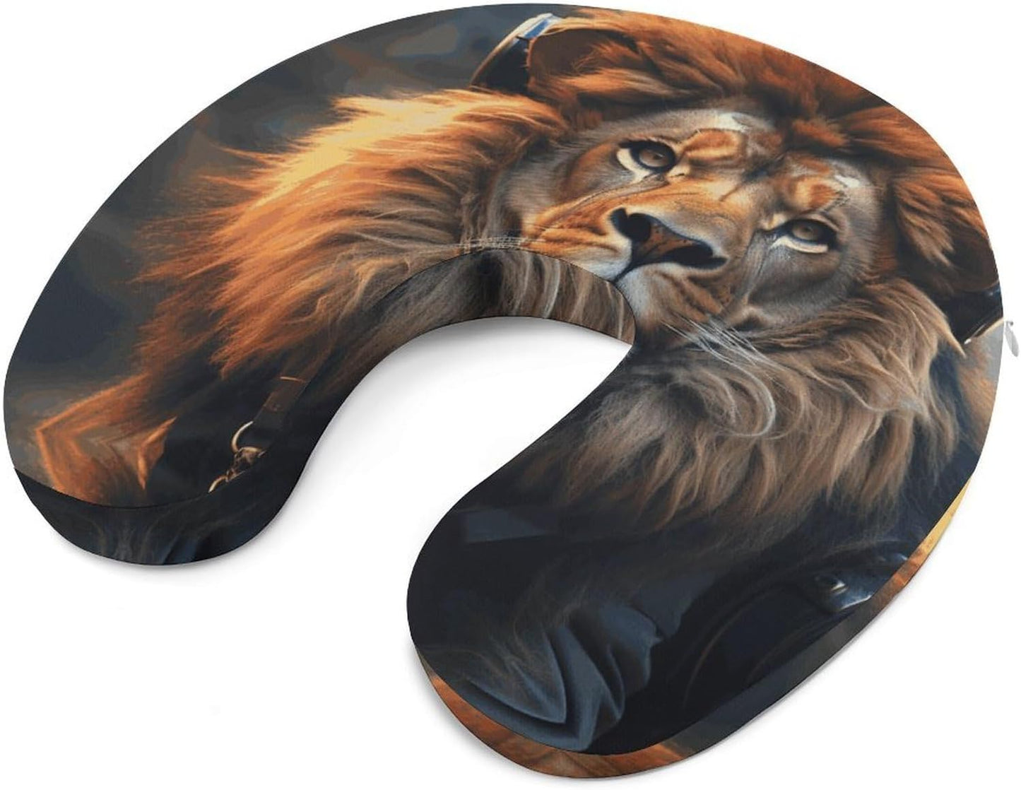 SciFi Lion Neck Pillow Memory Foam U Shaped Pillows Portable Pillows for Shoulder Travel Head Support Pillow with Concealed Zipper for Airplane Car Home Office