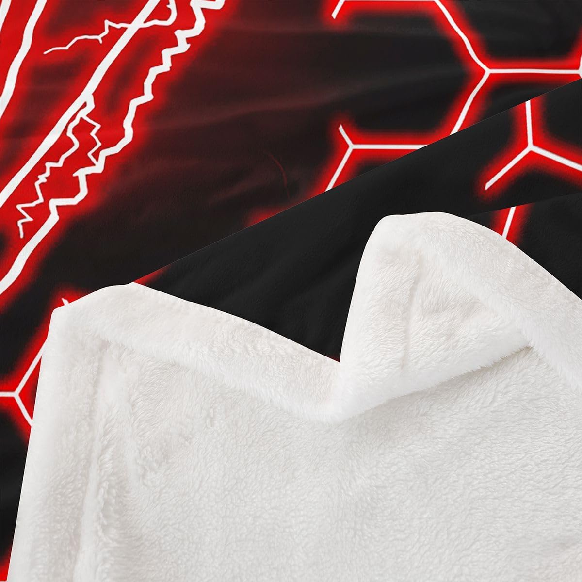Feelyou Lightning Fleece Throw Blanket Twin 60"x80" for Bed Sofa Couch Red Honeycomb Fuzzy Blanket Geometric Gaming Design