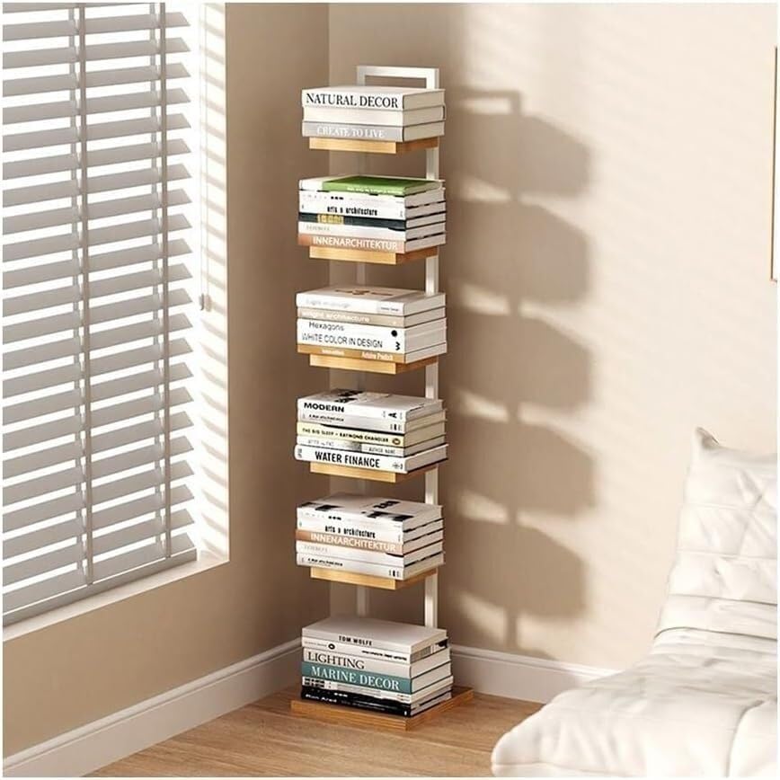 6-Tier Story Bookcase - Floor Standing Open Shelf Bookshelf for Books, Photos, Art, & Plants - Modern Display Stand for Home & Office Storage