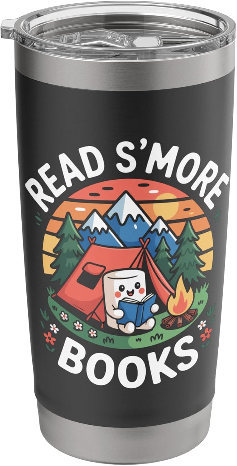 Read S'more Books Marshmallow Camping Book Lover Design Stainless Steel Insulated Tumbler