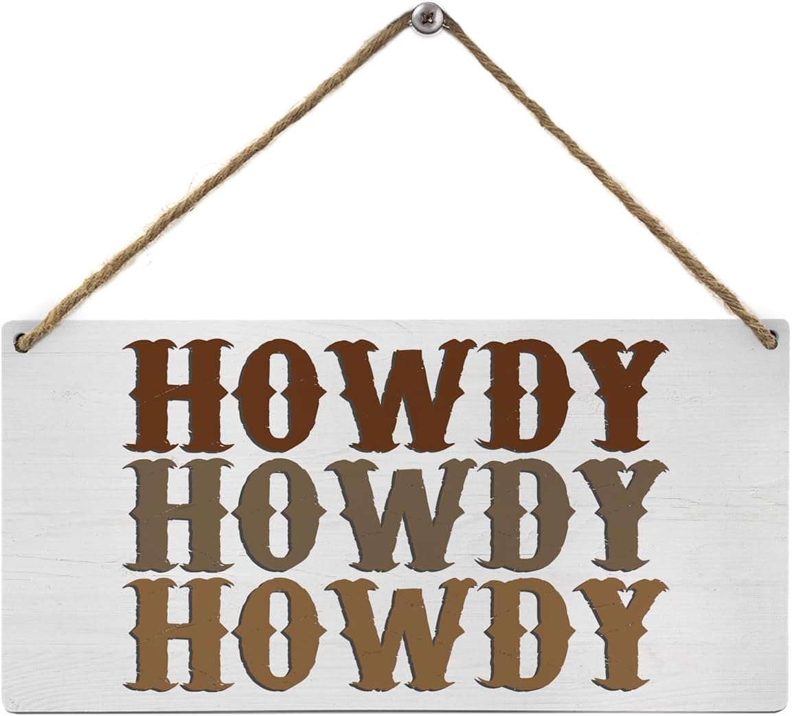 Mtrgdn Retro Western Howdy Wood Wall Decor, Preppy Wood Plaque Sign Wall Hanging,Trendy Hanging Wall Signs for Western Country Home College Dorm 12x6 inch