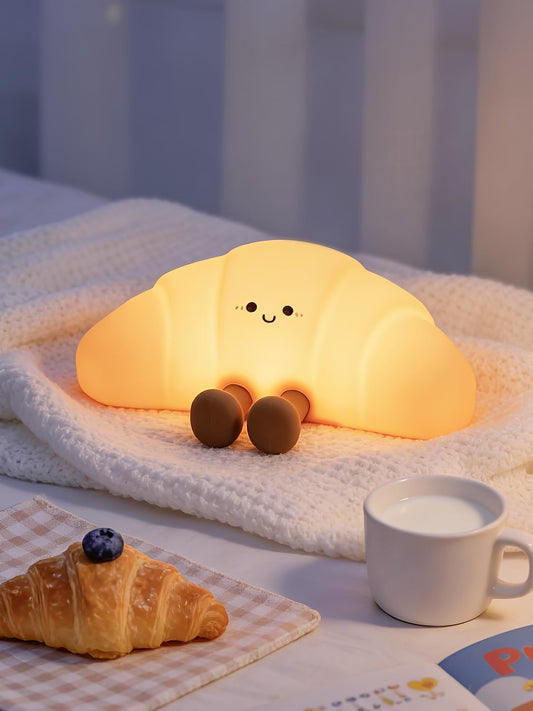QANYI Croissant Night Light with Color Changing & 3 Brightness, Rechargeable Silicone Night Lamp for Kids & Adults - Soft Glow, Squeezable & Flexible Mood Light for Bedroom, Nursery, Desk Decor