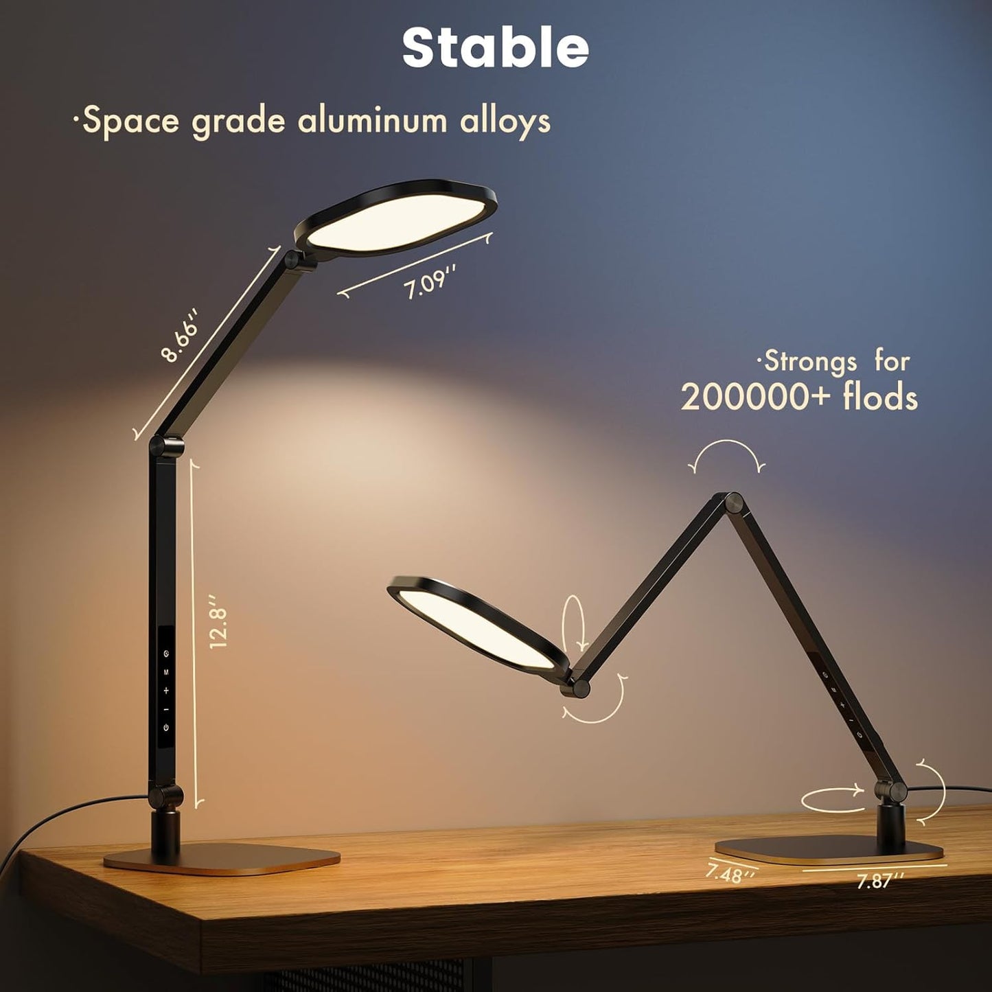 LED Desk Lamp for Home Office, 15W Computer Zoom Lighting with CRI >95, Memory & Timer Function, 1200LM Dimmable Desktop Ring Light for Video Calls, Conference, Reading, Streaming, Study