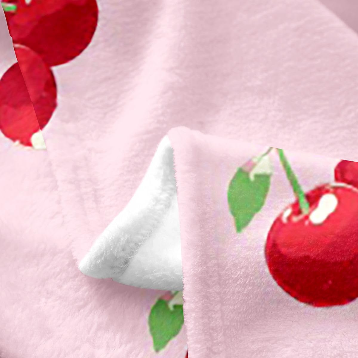 Feelyou Cherry Blanket Throw 50"x60" Pink Cherry Plush Throw Blanket, for Kids Boys Girls Decor Summer Fruit Flannel Fleece Blanket Microfiber Cute Fruit Bedroom