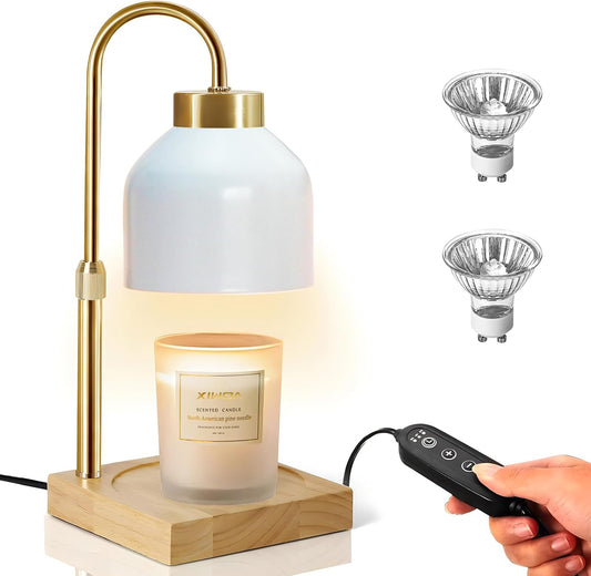 Xiwoa Electric Candle Warmer Lamp with 2H/4H/8H Timer Dimming Height Adjustable Safety Night Lamp, Home Scented Jar Candles Decor Gifts (White)