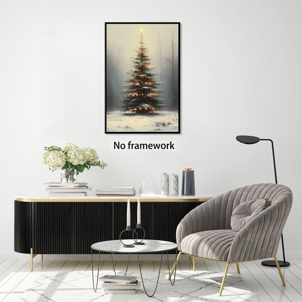 Vintage Christmas Wall Art Christmas Pine Tree Posters Canvas Prints Poster Farm House Decor Winter Xmas Rustic Holiday Home Dorm Living Room Aesthetics Decoration 12x18inch Unframed
