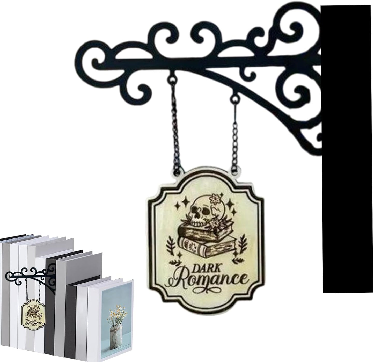 Book Decor Aesthetic, 21x19cm Corner Tavern Logo, Iron and Wood Hangable Sign for Women, Men, Librarian, Bookish Bookworm, Classroom, Halloween Home Library, Vintage Literary Wall Art Accessory