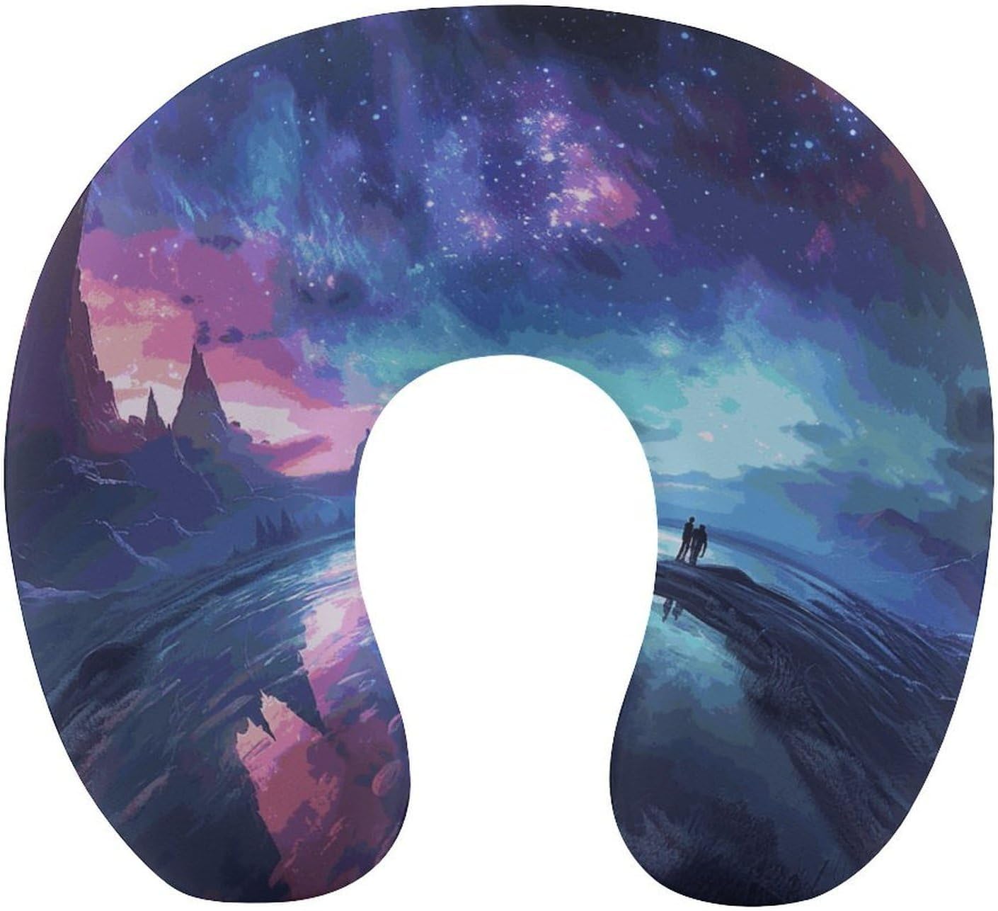 Northern Lights Neck Pillow Memory Foam U Shaped Pillows Portable Pillows for Shoulder Travel Head Support Pillow with Concealed Zipper for Airplane Car Home Office