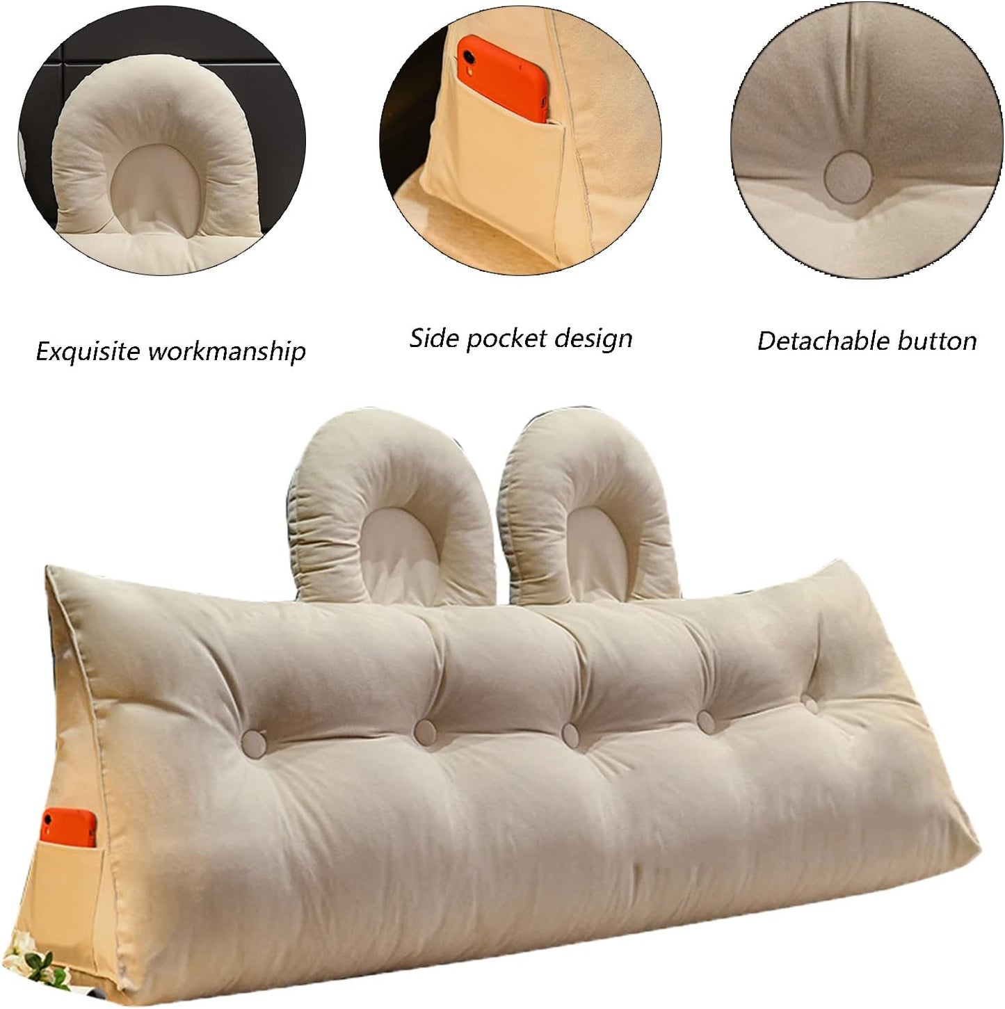 Bed Rest Pillow - 47.25" Headboard Backrest Support for Reading & Relaxing, Soft Positioning Cushion - Ideal for Bed, Couch, and Home Use (I 39.37IN/100CM)