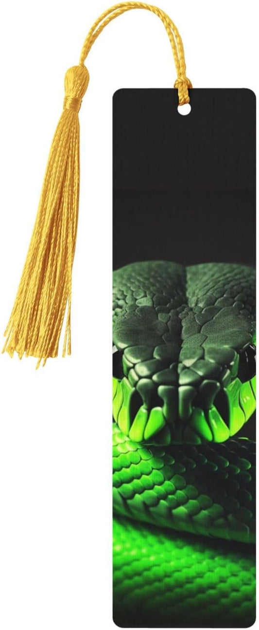 3D Snake Bookmark Ornament, Wooden Bookmarks with Tassel, Book Mark for Book Lovers Page Markers Reading Gifts for Women Men Handmade Wood Bookmark Tag Label