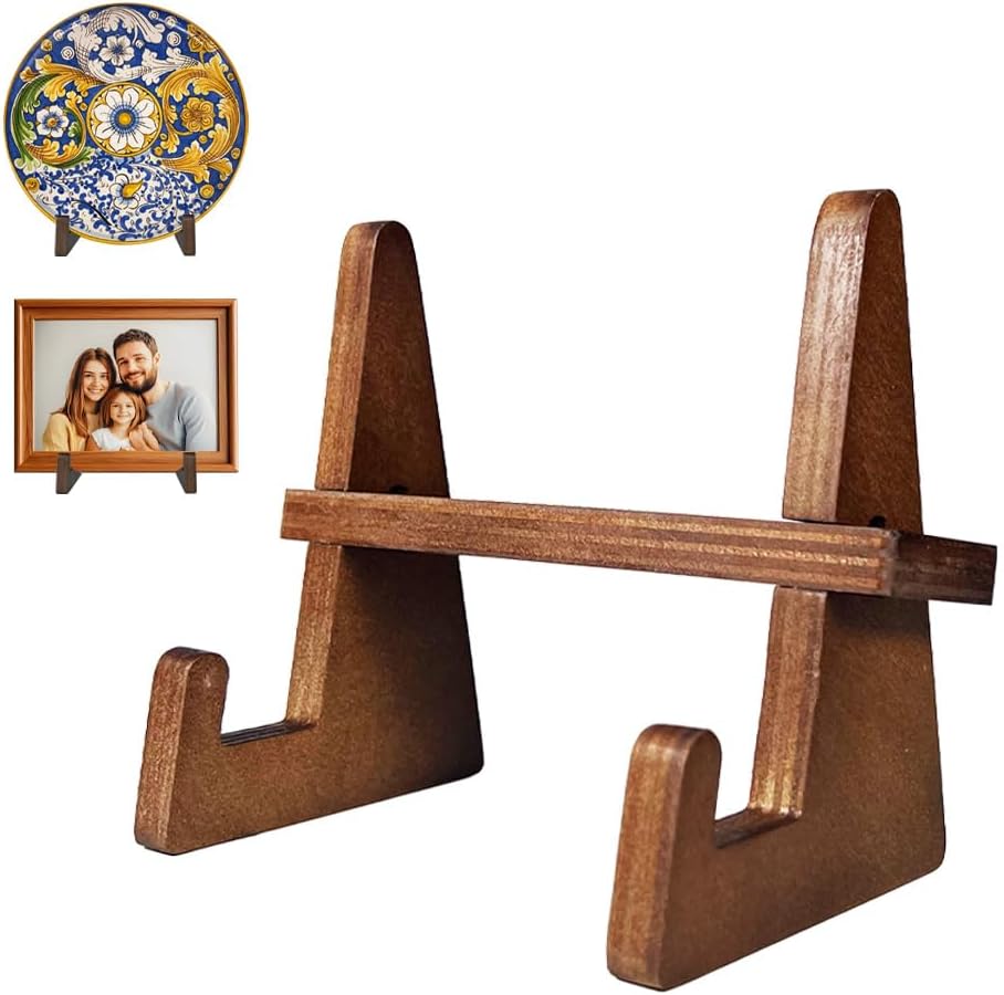 Wooden Display Stand, Plate Holders for Displaying, Photo and Picture Frame Stand, Decorative Table Top Easels, for 7-13" Plate