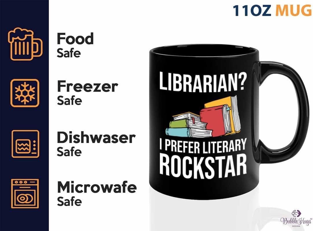 Book Lover Coffee Mug 11oz Black - literary rockstar - Gifts for Book Club Readers Book Nerd Librarians Book Worm Bookish
