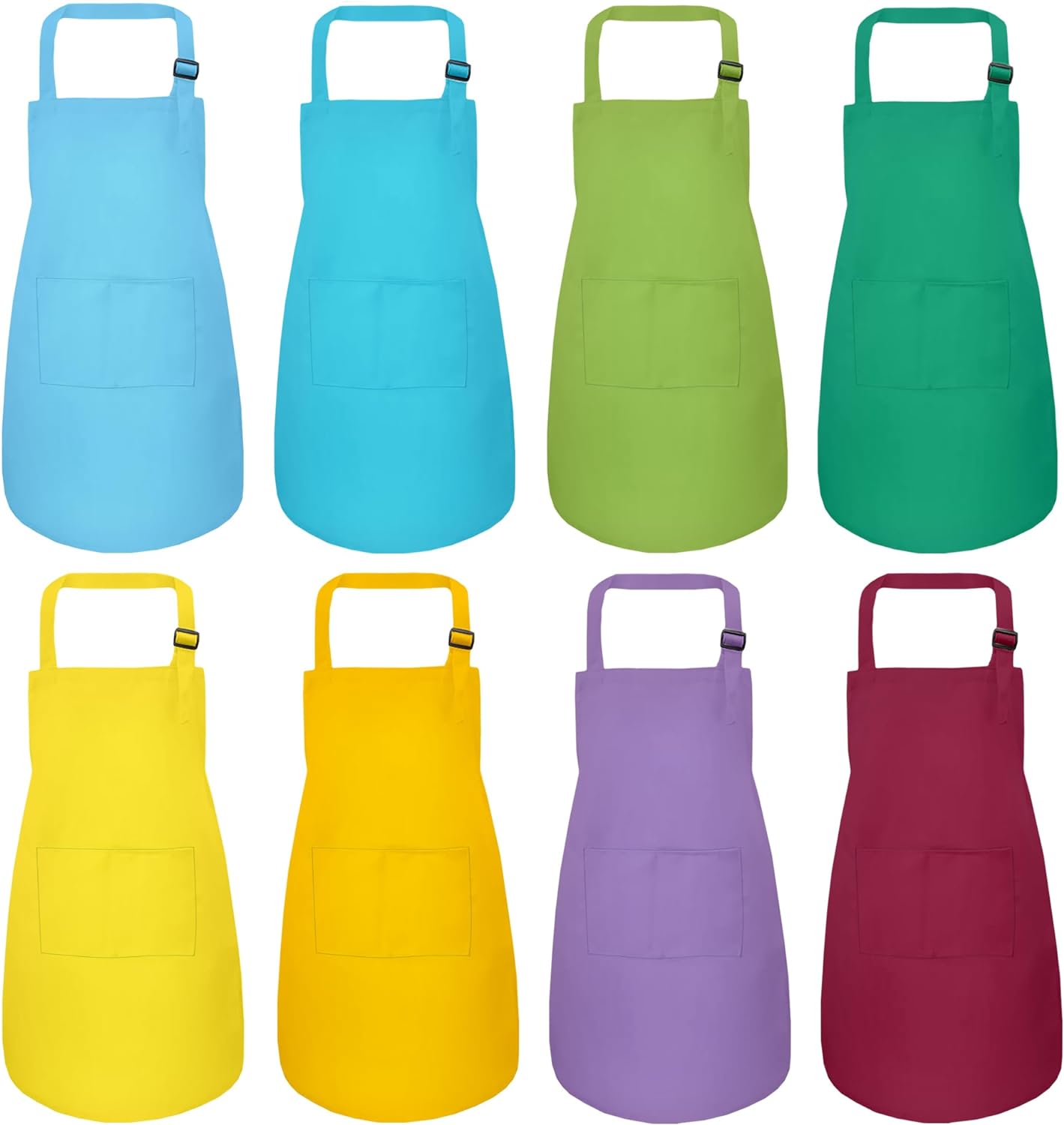 Kids Apron, 8 Pack Kids Aprons for Girls Boys, Children Art Painting Aprons Kitchen Classroom Cooking Baking for Age 6-13 Years