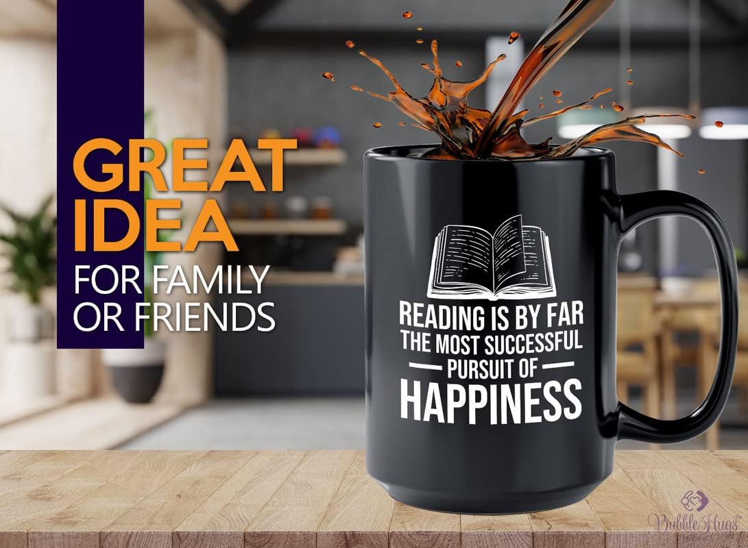 Book Lovers Coffee Mug 15oz Black - Reading is by far - Gift For Poets Bookish People Bibliophile Librarian Book Club Reader