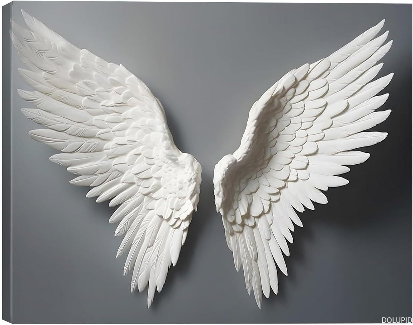 A Pair of White Angel Wing Wall Art Posters Pictures for Gallery Room Aesthetic Living Room Bathroom Bedroom Decor 8x10inch Framed