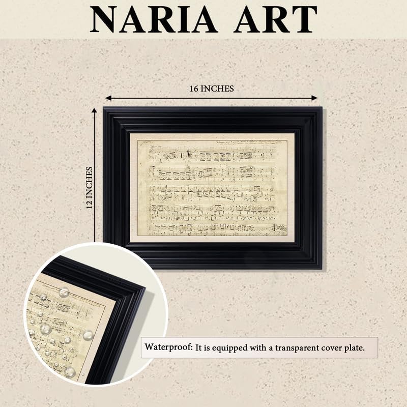 NARIA ART Retro Black Framed Wall Art,12''X16'' Inches Music Vintage Paintings,Canvas Prints with Retro Framed,Vintage Wall Art-for Bedroom,Study,Classroom.