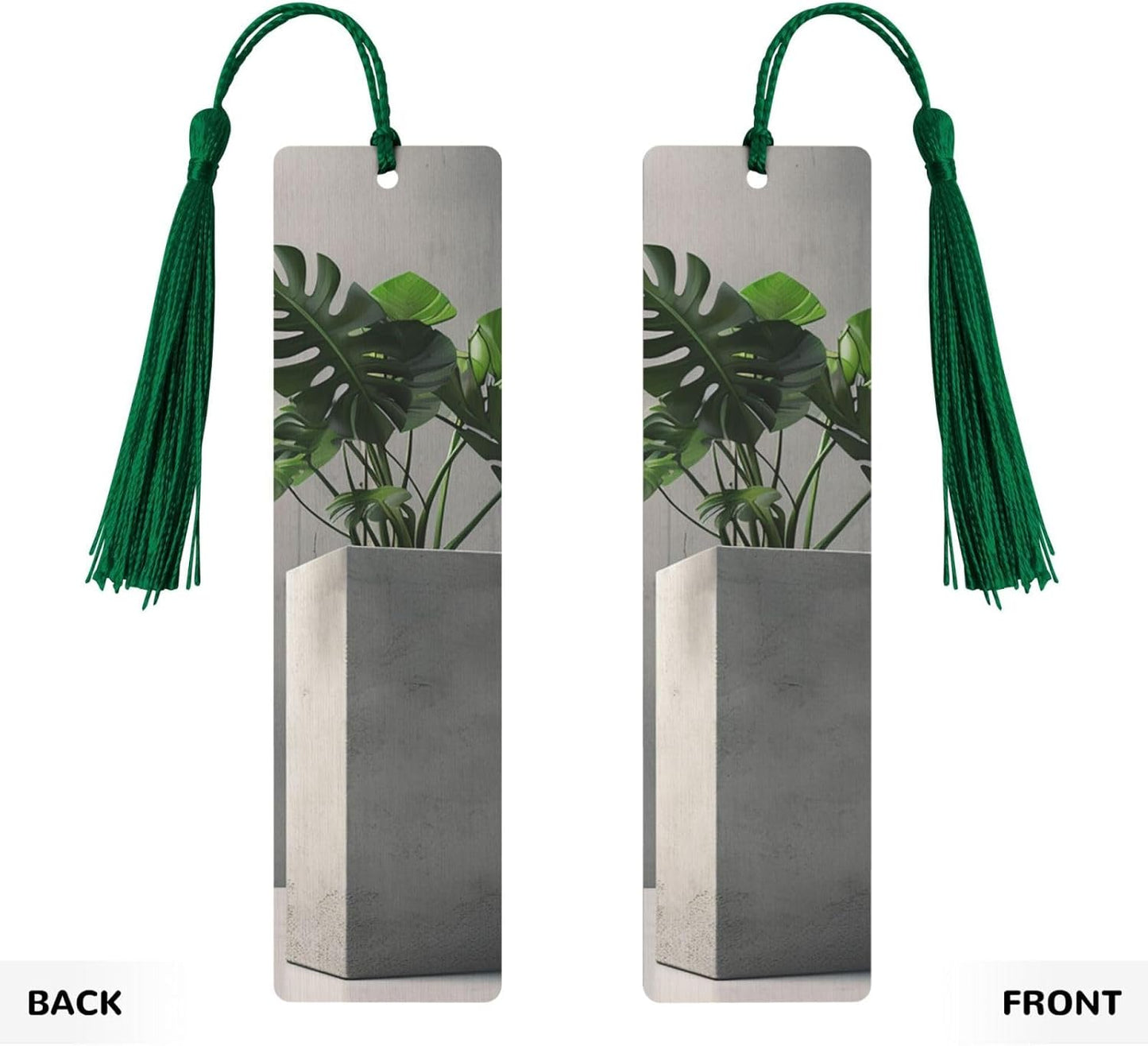 Potted Green Plants Bookmarks Gifts for Women Men, Wooden Bookmarks for Book Lovers, Vintage Book Marks Ornaments with Tassel, Unique Personalized Reading Page Markers Dark Green