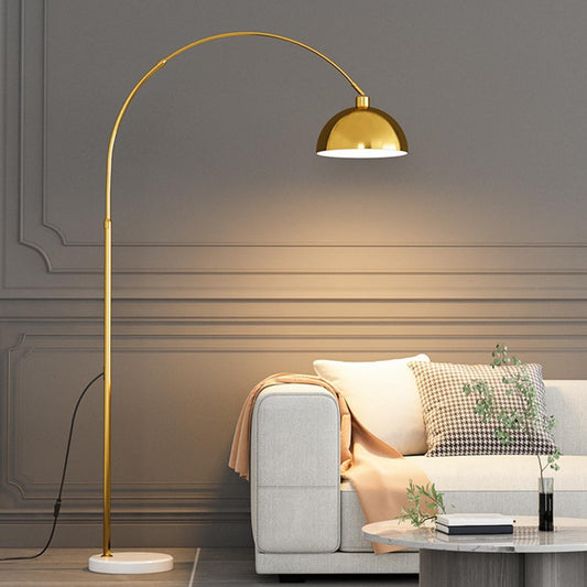 70.9" Arc Floor Lamps for Living Room Gold Floor Lamp Adjustable Height Standing Lamp with Metal Hanging Dome Shade Over Couch Arched Reading Light for Dining Room Classroom
