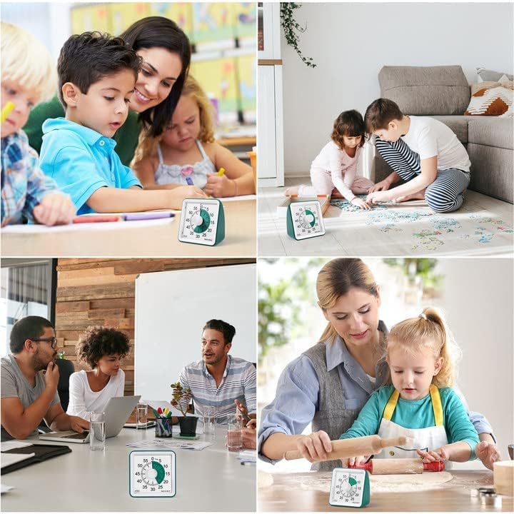 Secura 60-Minute Visual Timer, Classroom Timer, Countdown Timer for Kids and Adults, Time Management Tool for Teaching (Dark Green & Dark Green)