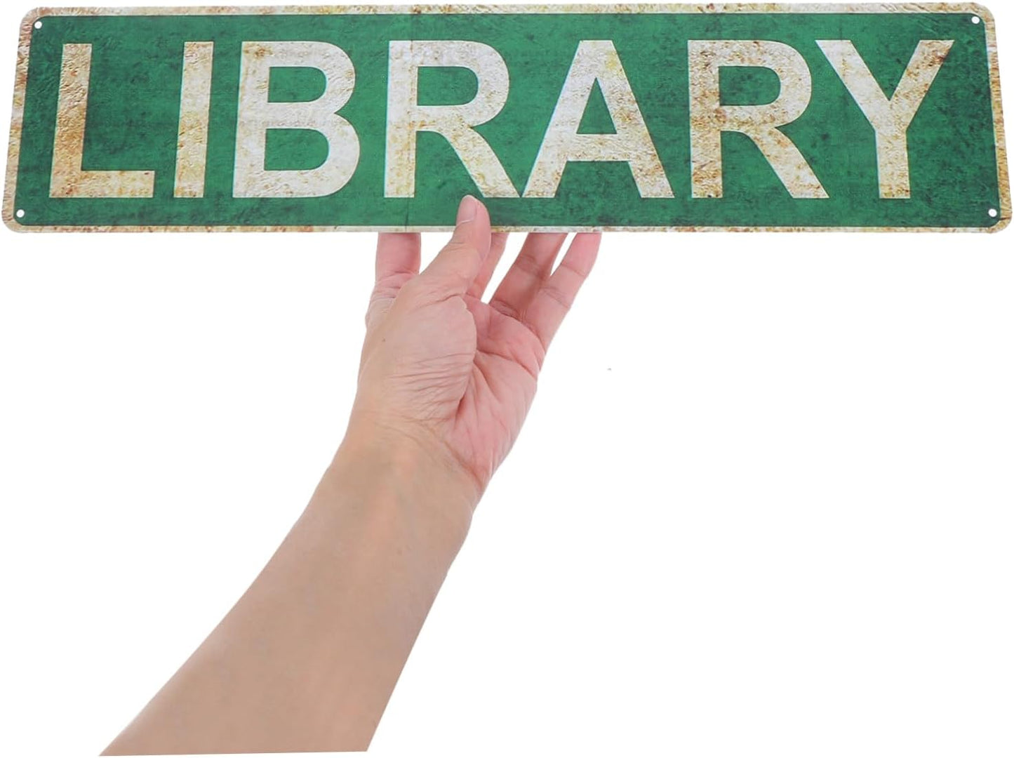 ERINGOGO Vintage Library Sign Plaque Rustic Tin Wall Art for Home and Office Decor Reading Room and Outdoor Book Decor for Book Lovers and Study Spaces