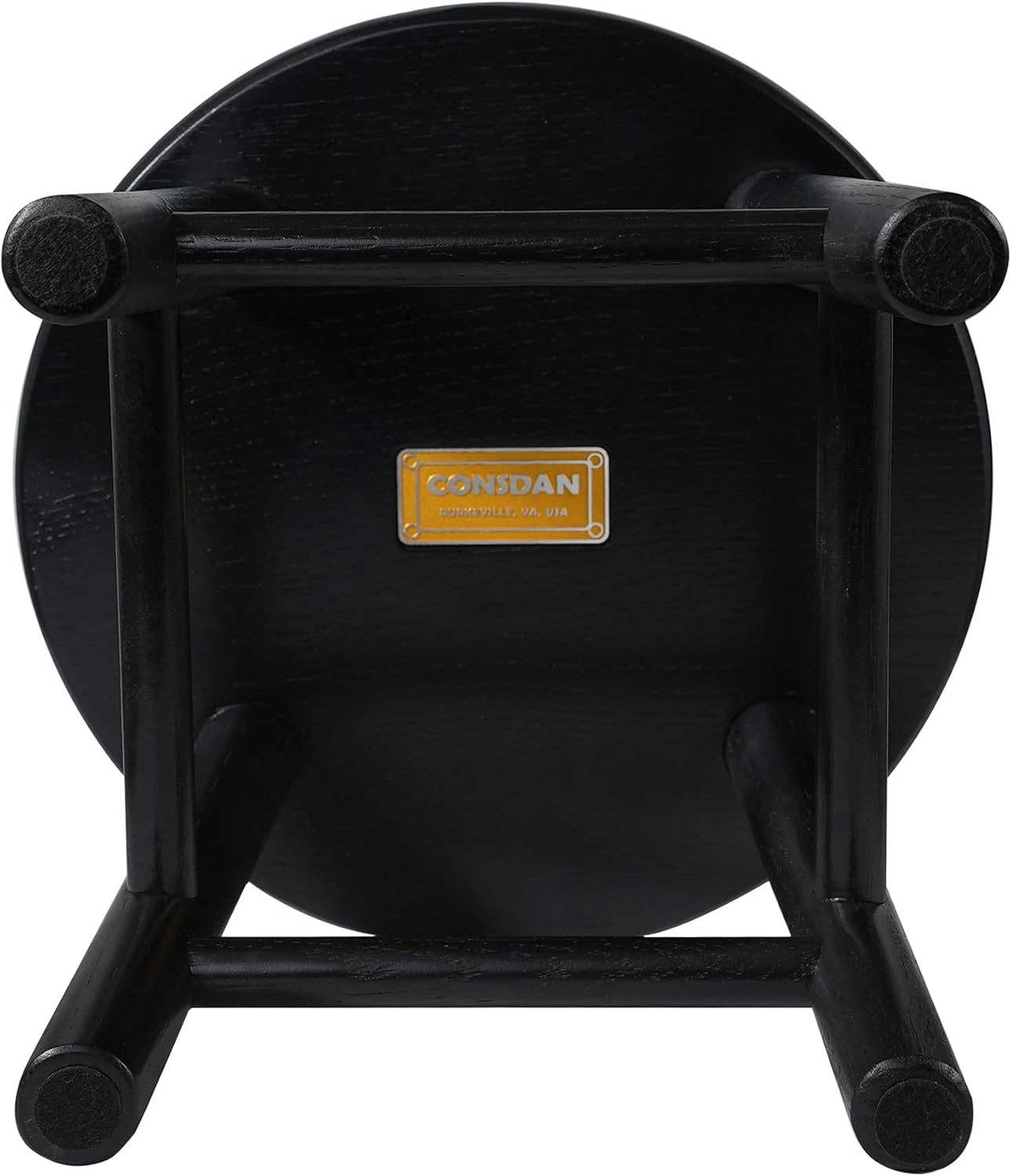 CONSDAN 9-Inch Round Step Stool for Adults & Kids, USA Grown Solid Oak Hardwood Ottoman, Sturdy Small Foot Stool for Kitchen, Bedside, Nursery, Shoe Changing, Plant Stand, Fully Assembled (Black)