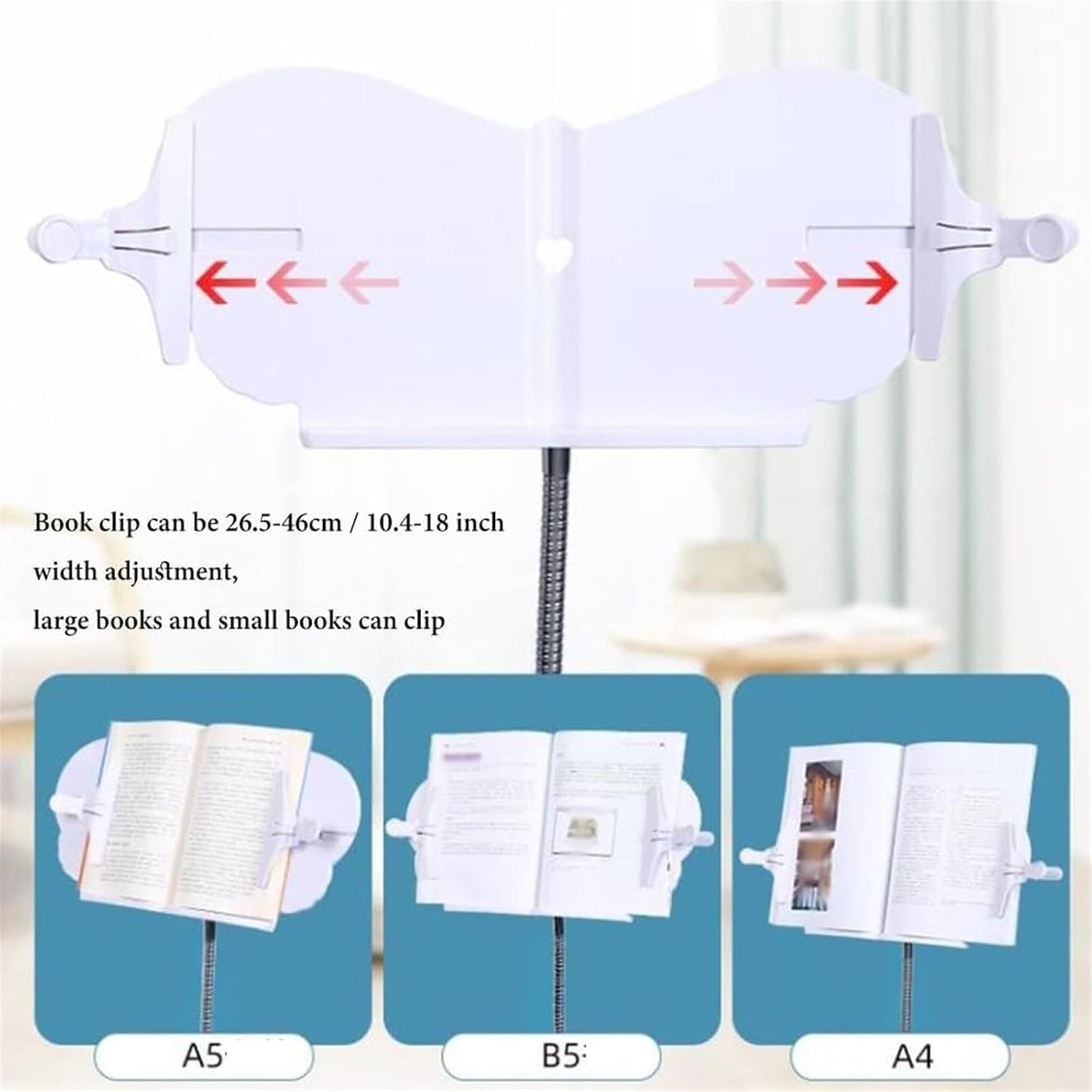 Floor Stand Book Holder for Reading, Cookbook Holder Stand for Kitchen, Reading Rack Adjustable Height and Angle, Laptop Stand for Desk, Bed, Couch, Office (White) (White)