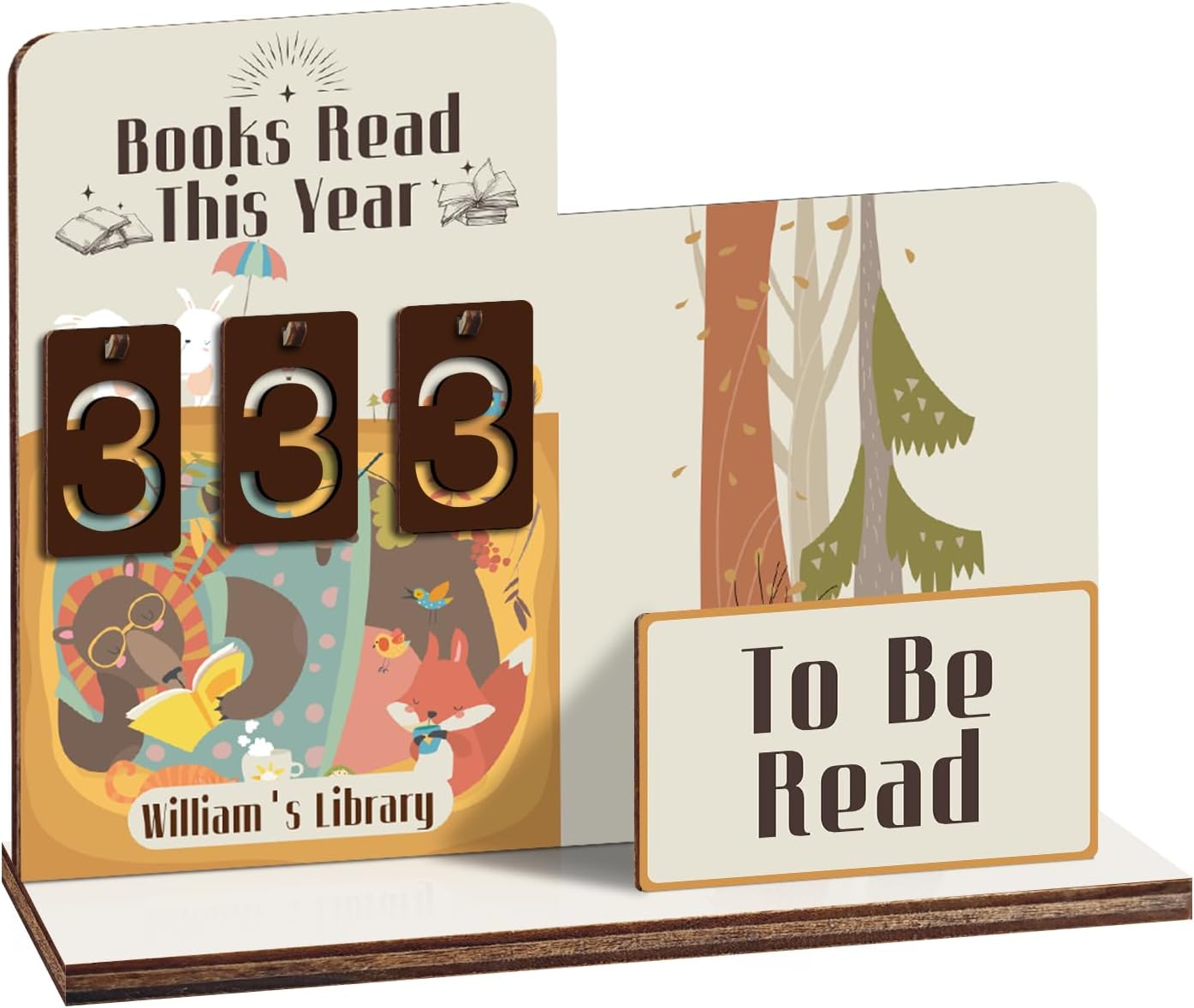 Books Read This Year Counter Sign, Book Shelf Decor, Book Lover Gifts for Women, Wooden Reading Tracker, library Decor for Home, Gift for Readers, Teachers, Librarians (Color 8)