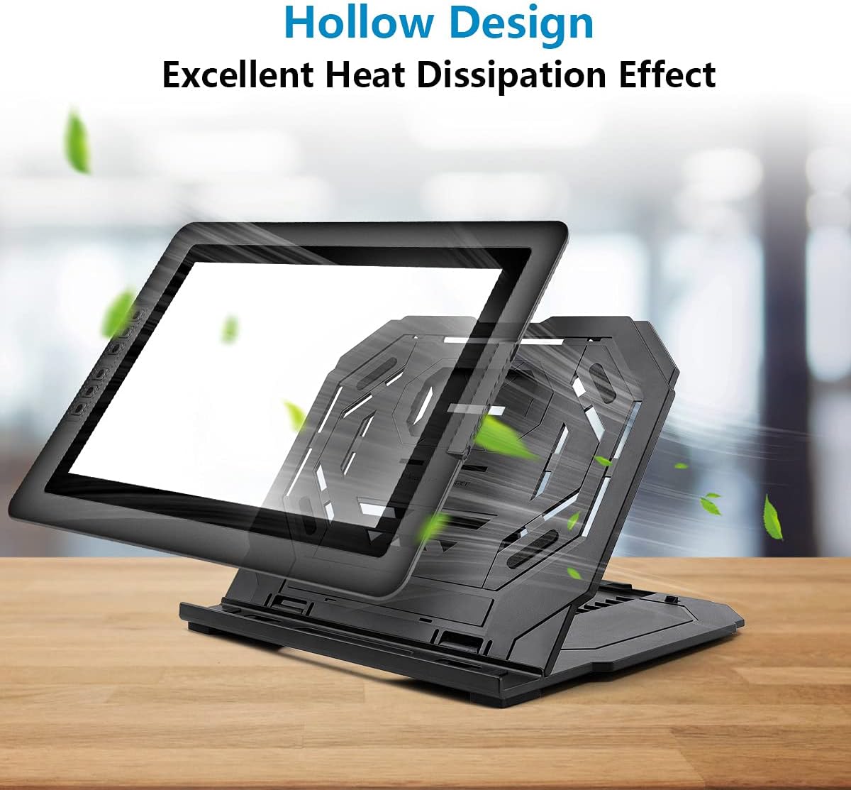 Drawing Tablet Stand, Laptop Foldable Stand for Drawing Monitor, 9 Levels Adjustable Angles with a Built-in Phone Holder, for 12-17 inch Drawing Tablet, MacBook, Laptop, iPad, Book, Phone