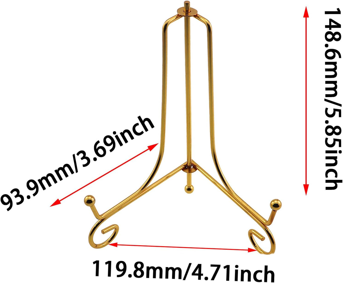 2PCS Foldable Triangle Stand Iron Stand Metal Ornament Stand Tea Cake Photo Frame Plate Display Stand Gold 6inch Easel Display Stand Book Photo Frame Decorative Plate Shelf Display Stand