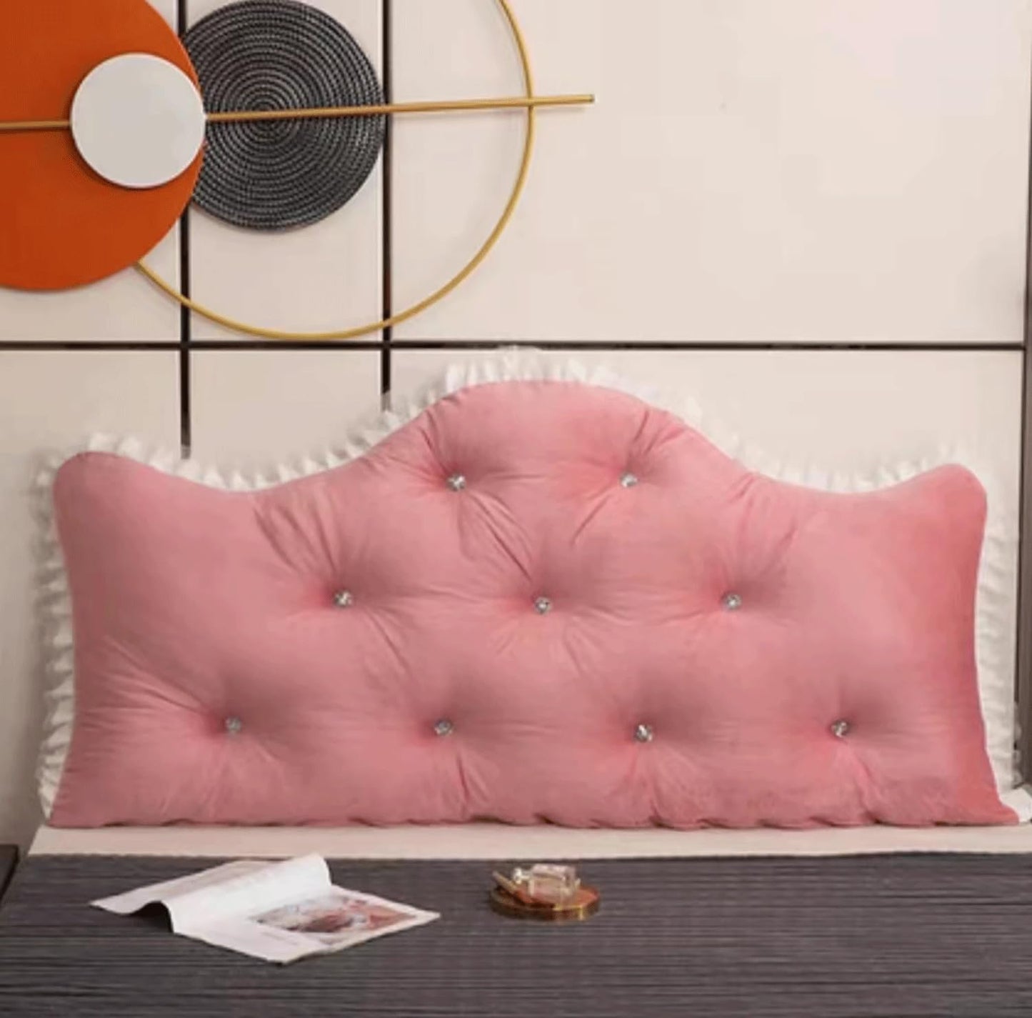 Solid Color Reading Pillows Large Backrest Bed Back Cushion Wedge Lumbar Support Rest Pillow,Headboard Pillow Bed Backrest Bolster(Size:47"/120cm,Color:A)