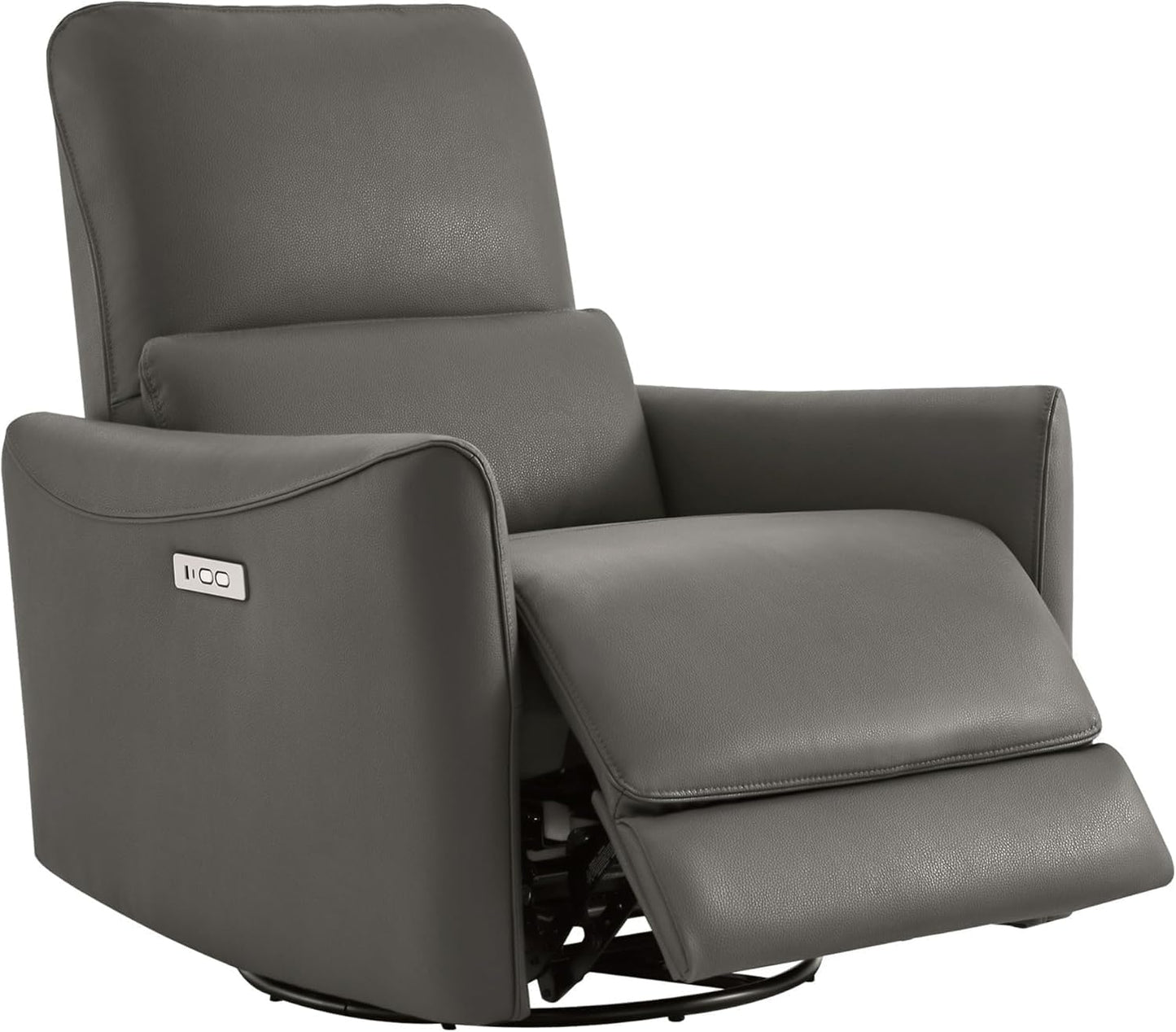Modern Power Recliner Chair with USB & Type‑C Charging Ports, Swivel Glider Electric Recliner with Breathable Leather and Lumbar Support for Living Room Home Theater