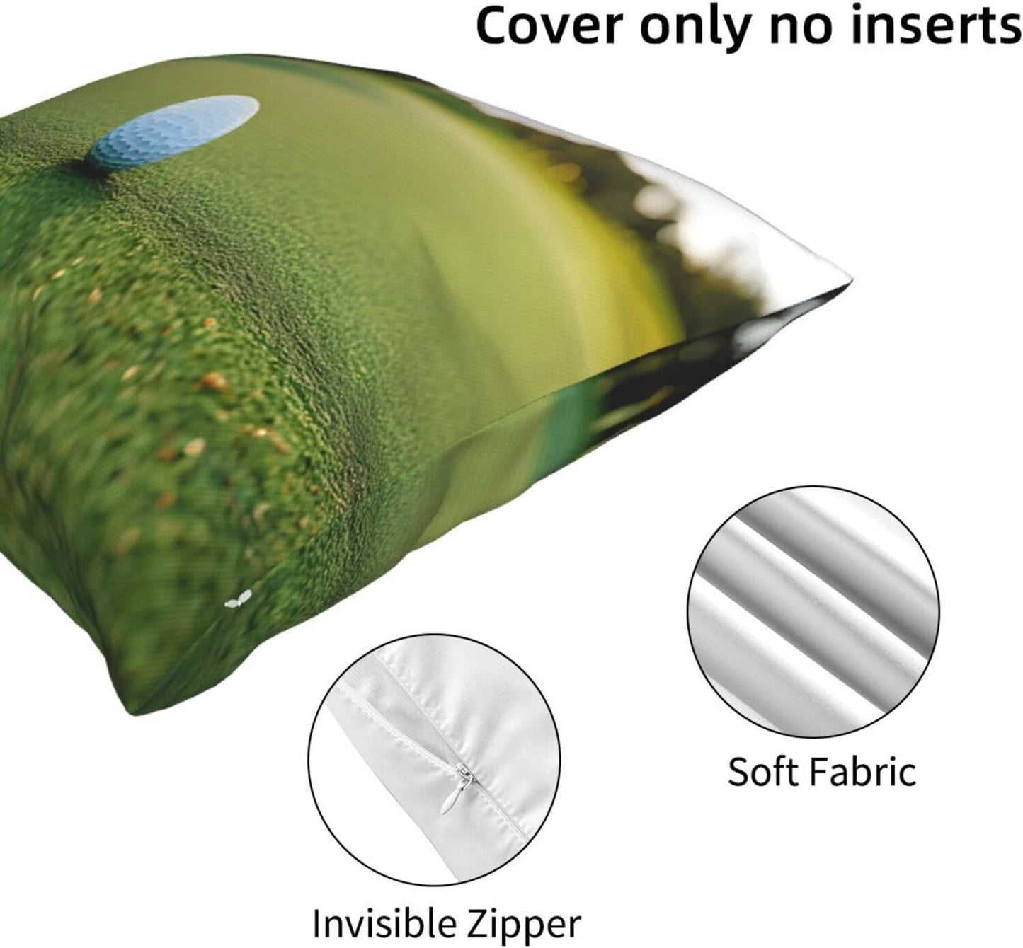 All-Season Square Pillow Covers 18"X18", Golf, Decorative Throw Pillow Covers for Sofa Bed Couch, Hidden Zipper Cushion Cover, Square Lumbar & Accent Pillowcases for Home Decor