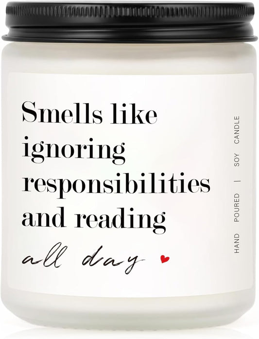 Book Lover Gifts for Women Men Readers - Bookish Gifts for Reading All Day - Book Accessories for Reading Lovers - Scented Candles for Bookish(7OZ)