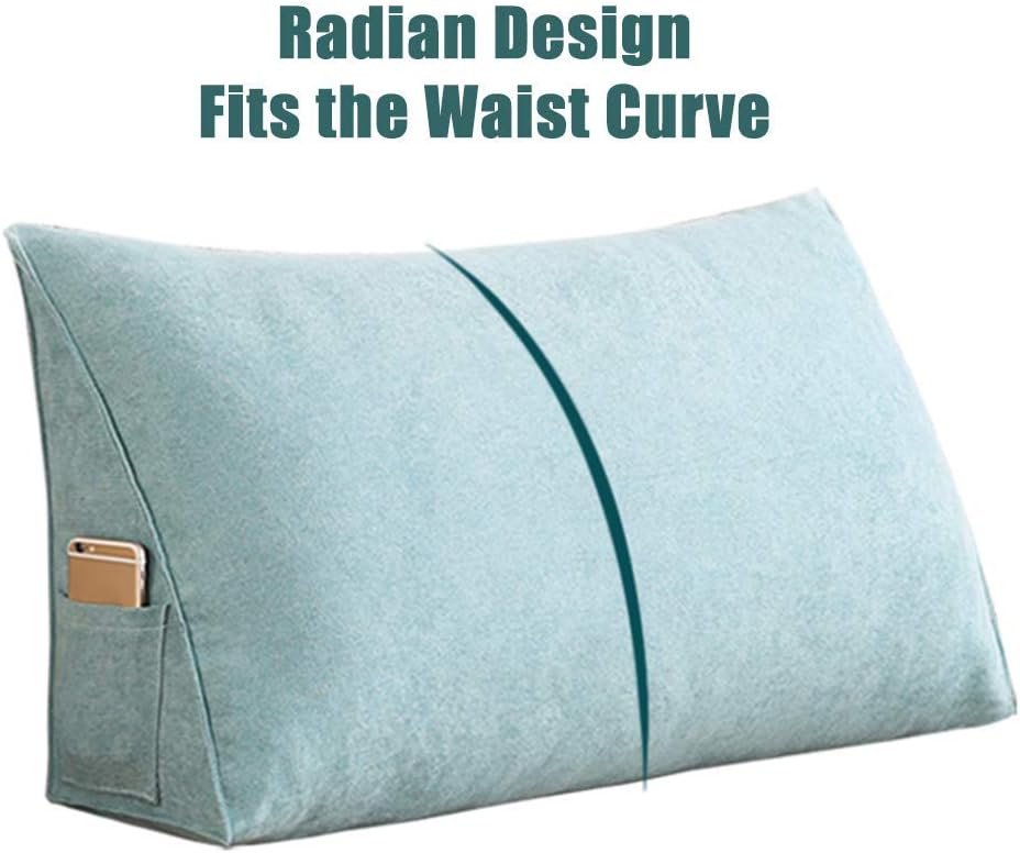 Sofa Board Cushion Triangular Wedge Pillow Velvet Backrest Positioning Support Reading Pillow Wedge Cushion Office Lumbar Pad with Washable Cover (Scarlet 70x30x20cm(28x12x8inch))