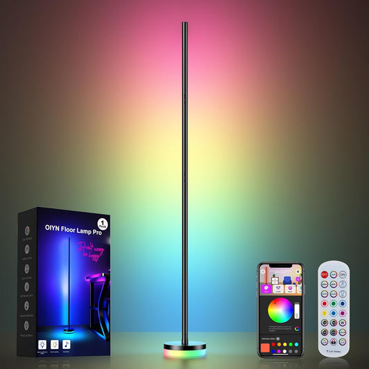 Corner Floor Lamp, RGBICW LED Corner Lamp with 1300lm Smart Modern Floor Lamp,App & Remote Control,Music Sync,Color Changing Standing Lamp for Bedroom Living Room and Gaming Rooms