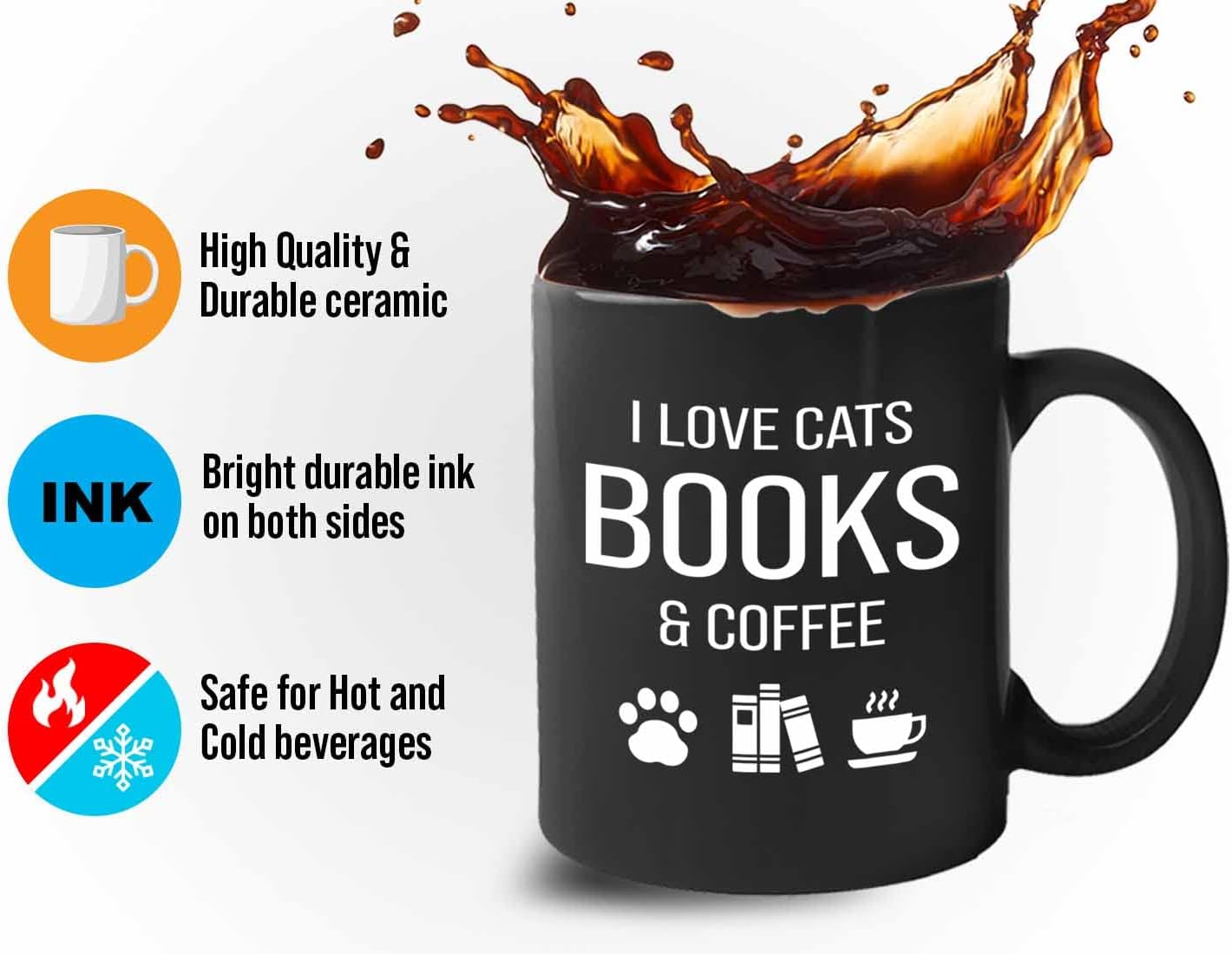 Bubble Hugs Book lovers Coffee Mug 11oz Black - Cats Books Coffee - Author Writer Library Editor Introvert Lovers Cat Chill Relax Bookworm Reading