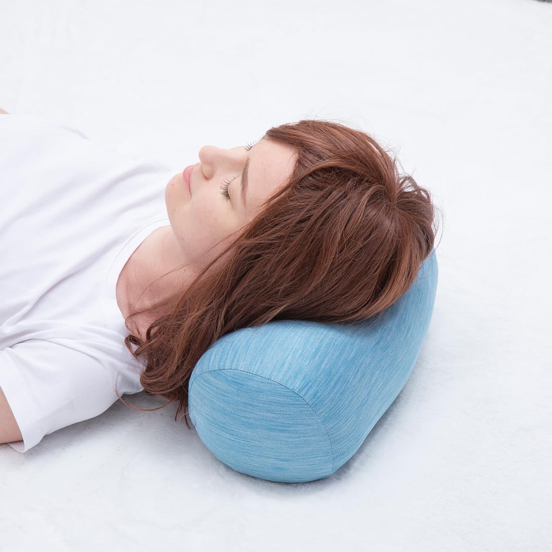 Round Cylinder Bolster Pillow with Removable Cooling Cover, Tube Roll Cervical Pillow for Head, Neck, Back and Legs Support, 13"x 6", Blue
