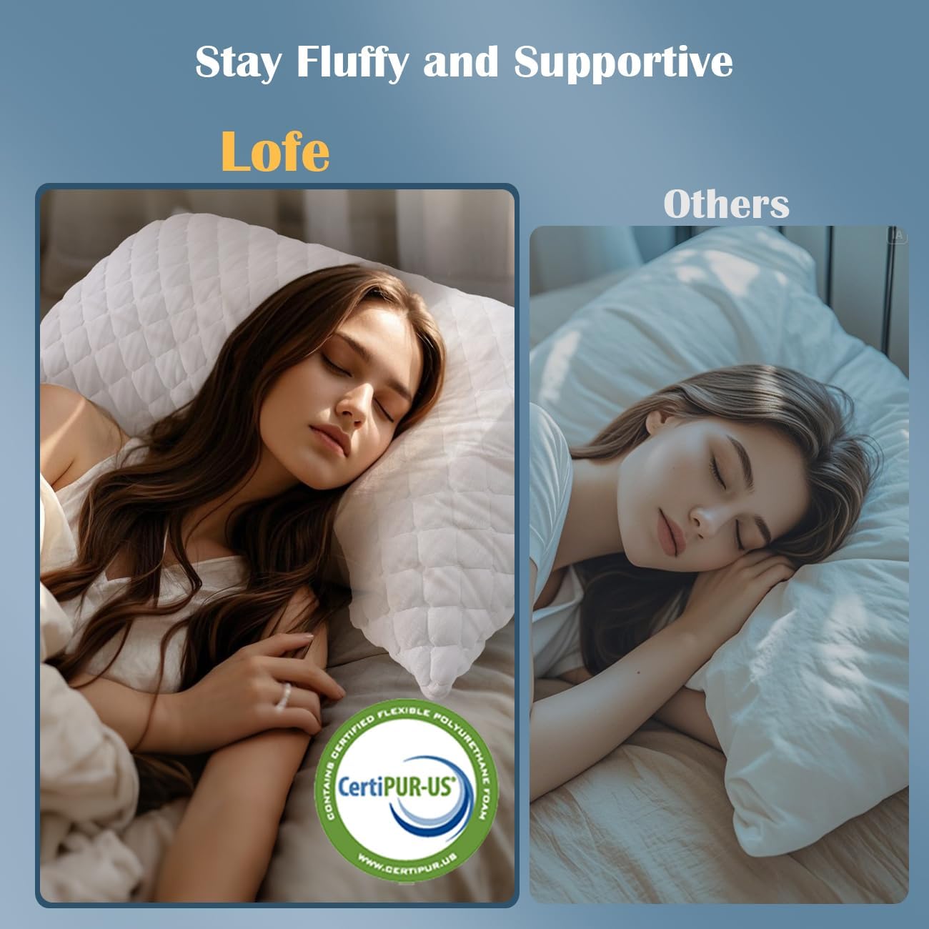 LOFE Side Sleeper Pillows for Adults - Curved Pillow with 3 Compartments for Neck Pain Relief, Adjustable Crescent Pillow Side Sleeper with Supportive CertiPUR-US Shredded Memory Foam, 19 * 29in