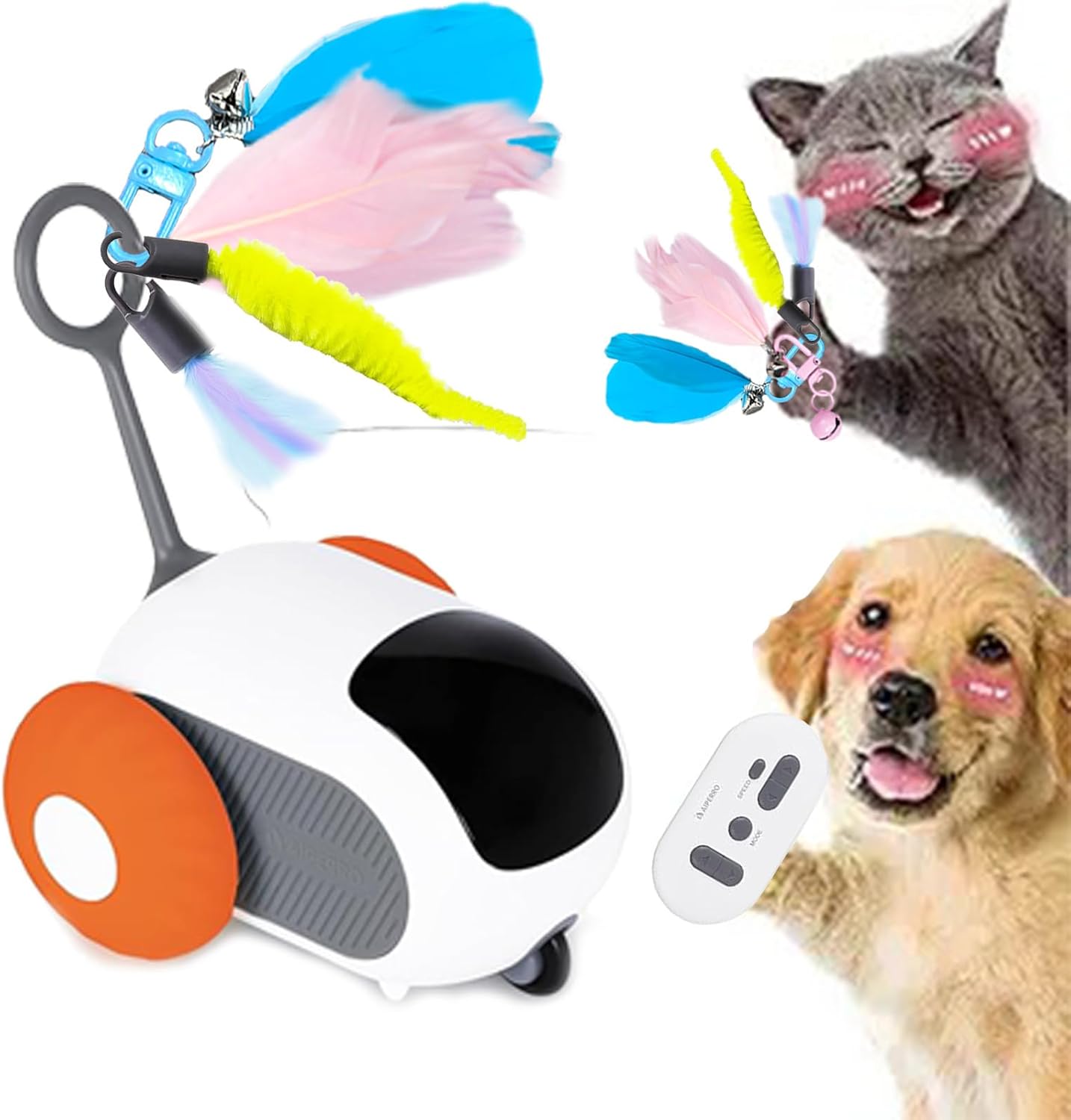 Turbo Tail 5.0 Remote Control Cat Toy, Interactive Cat Toys for Indoor Cats, Automatic Kitten Toys with 2-Speed Adjustment, Remote Control & Rechargeable Exercise Cat Toys for Bored Indoor Adult Cats