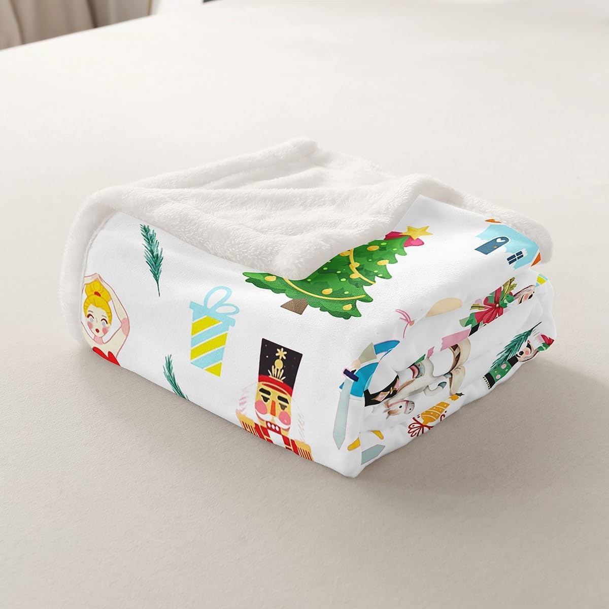 Feelyou Christmas Nutcracker Throw Blanket Nutcracker Ballet Soft Fleece Sherpa Cozy Fuzzy Plush Warm Fairy Princess Mouse Fuzzy Plush Throw Xmas Baby 30"x40" for Bed Couch Living Room