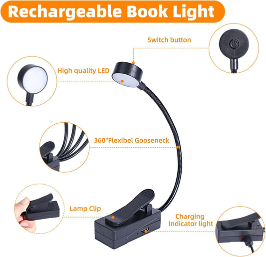 KunHe 60 Pack Rechargeable Book Light Bulk Clip-On Reading Lights for Books in Bed Long-Lasting 3 Modes & 3 Brightness Levels Compact USB Charging Mini Booklights for Kids Book Lovers Bulk Gifts