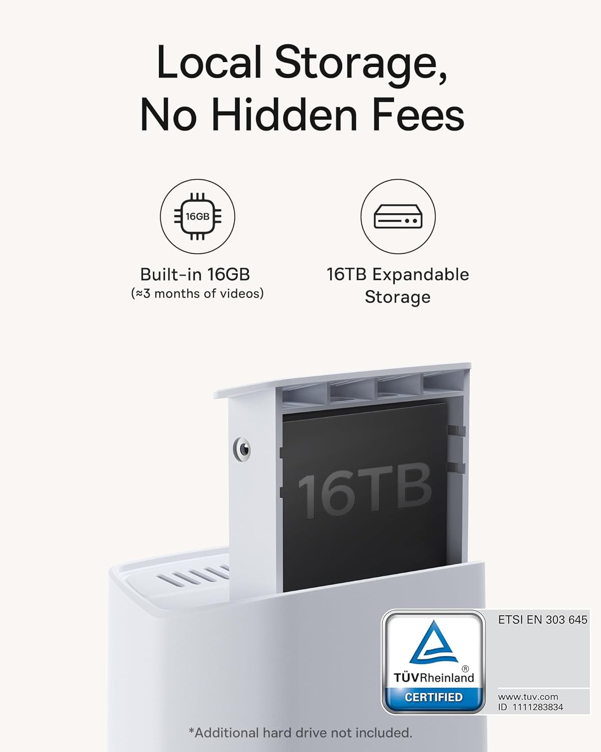 Baseus Wireless Cameras for Home Security, N1 4-Cam Kit with 2K Clarity, No Monthly Fee, 16TB Expandable Local Storage, 210-Day Battery Life, Spotlight & Alarm, Compatible with Alexa and Google Home