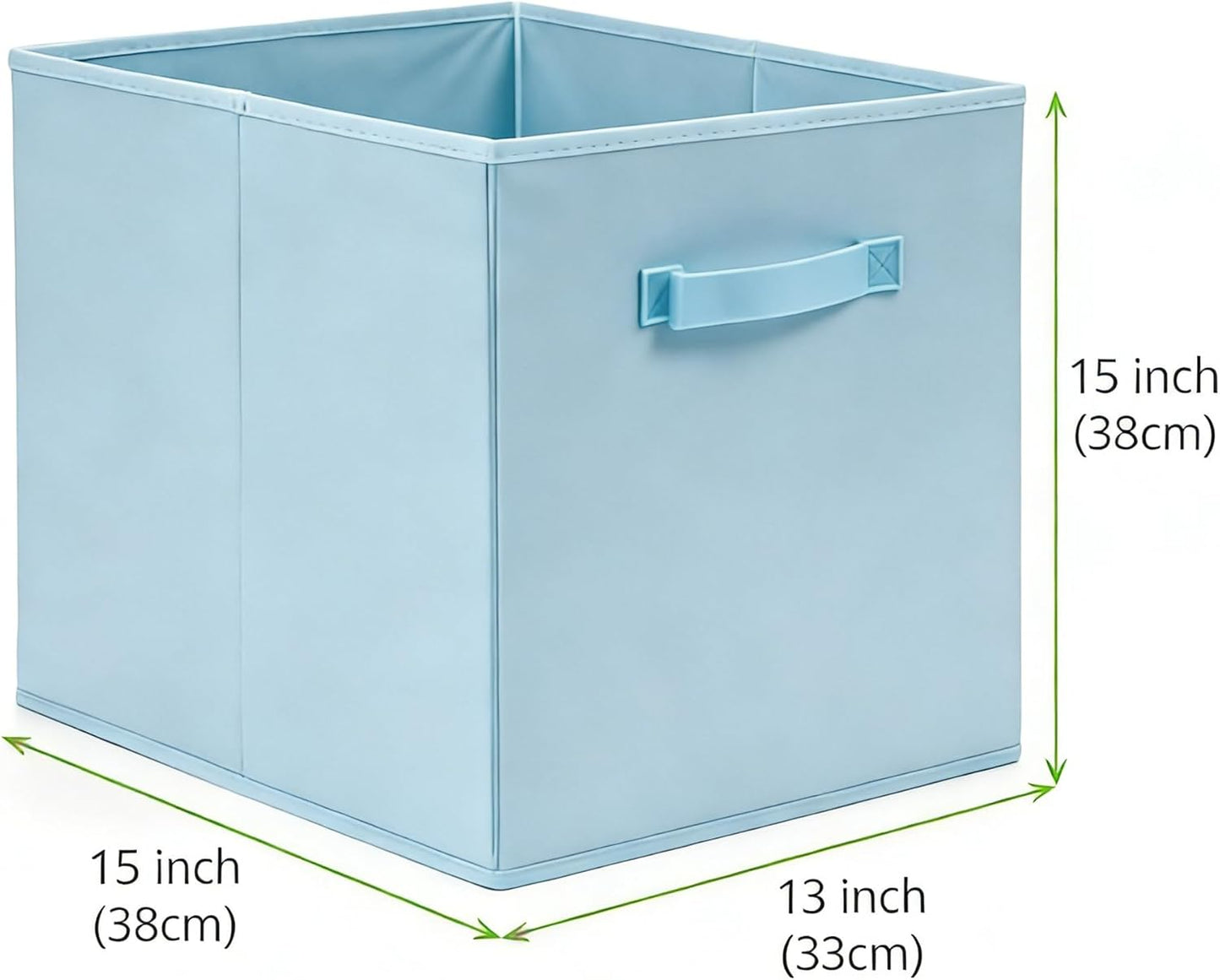 13x15x13 Large Storage Cubes [Set of 4] Sky Blue Foldable Fabric Storage Bins with Handles, Collapsible Closet Organizers and Storage Baskets for Shelves