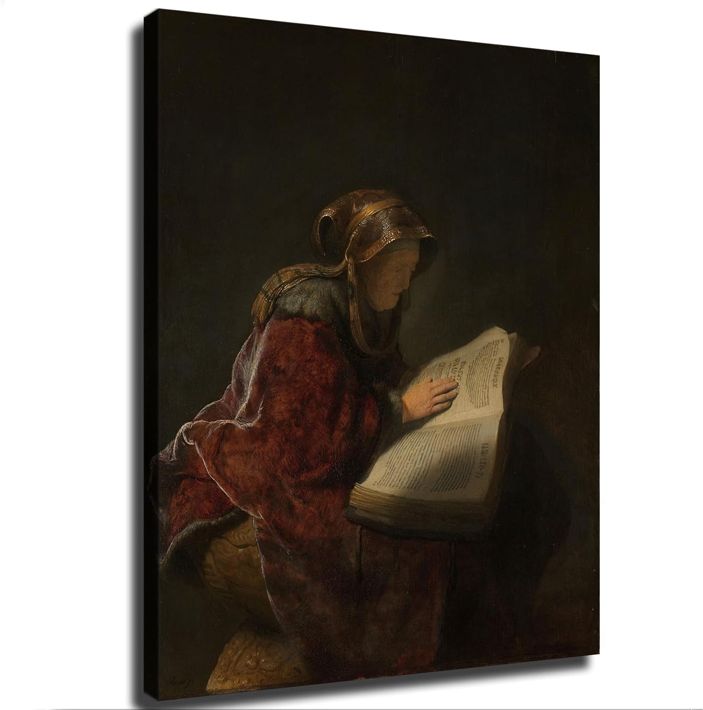 Old Woman Reading Probably The Prophetess Anna Poster Canvas Painting Wall Art Picture Gift Bedroom Home Aesthetic Decoration (Framed,12×16inch)