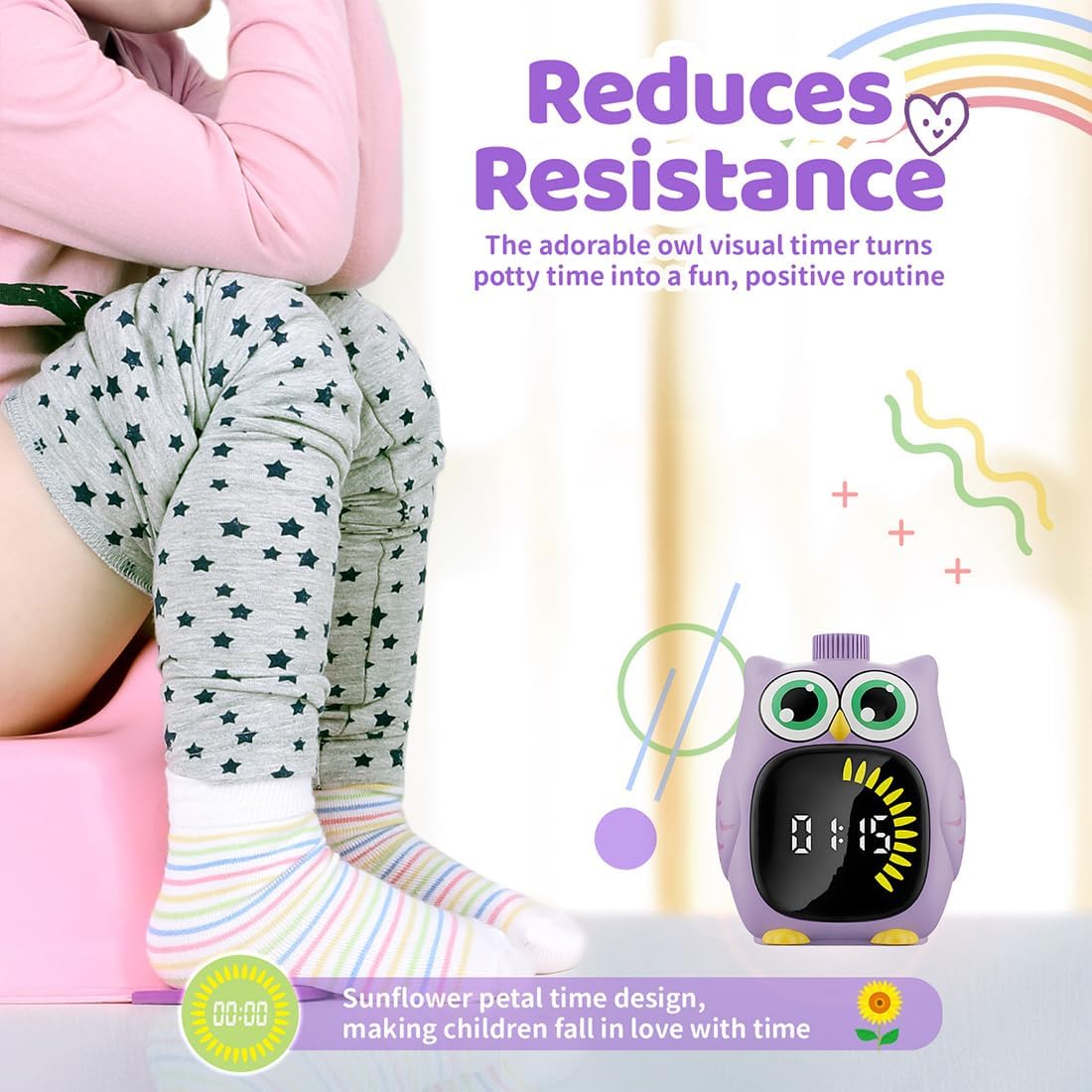 Visual Timer for Kids 99 Minute Kid Timer Visual Countdown Focus Smoother Routines for ADHD Autism Toddler Classroom Home Silent Management Tools Purple