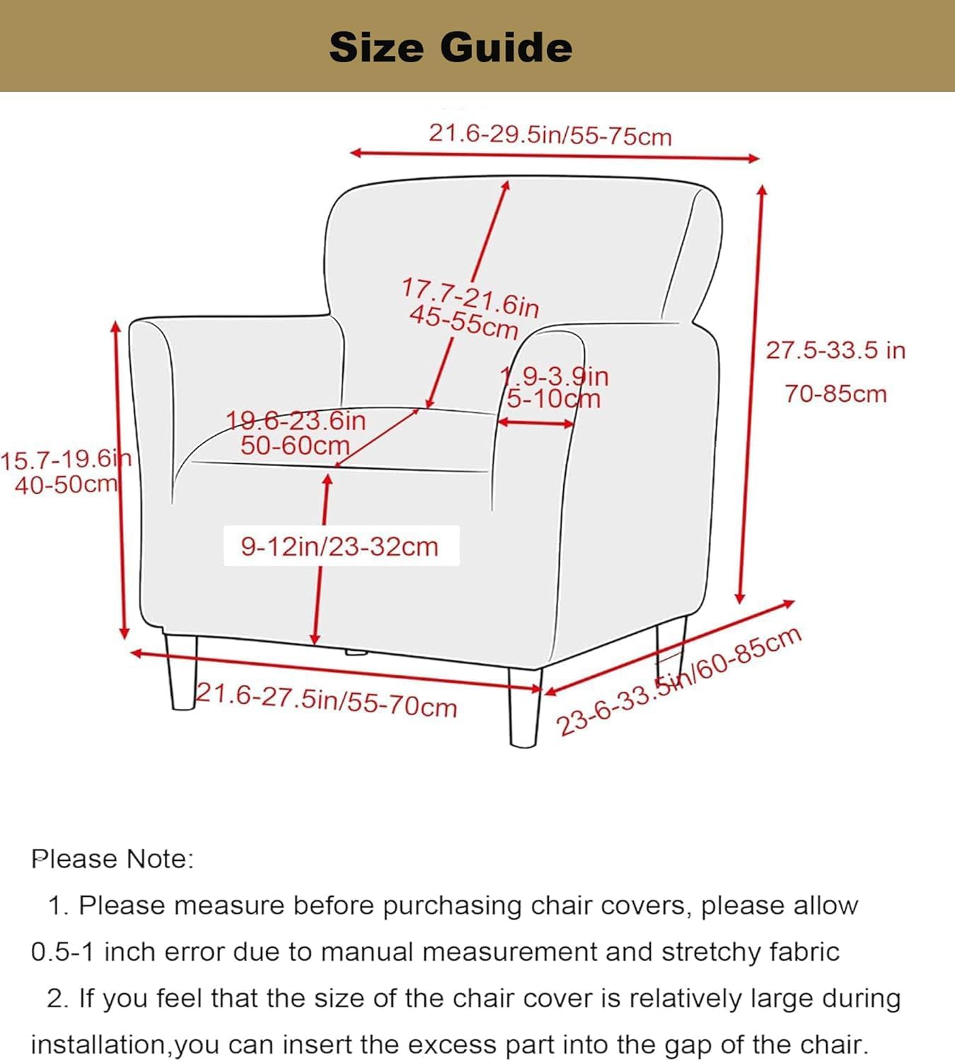LiveGo Stretch Mid Century Modern Armchair Slipcover 1-Piece Jacquard Accent Chair Covers with Arms Soft Waterproof Chair Slipcovers for Living Room Furniture Protector Office (Beige a)